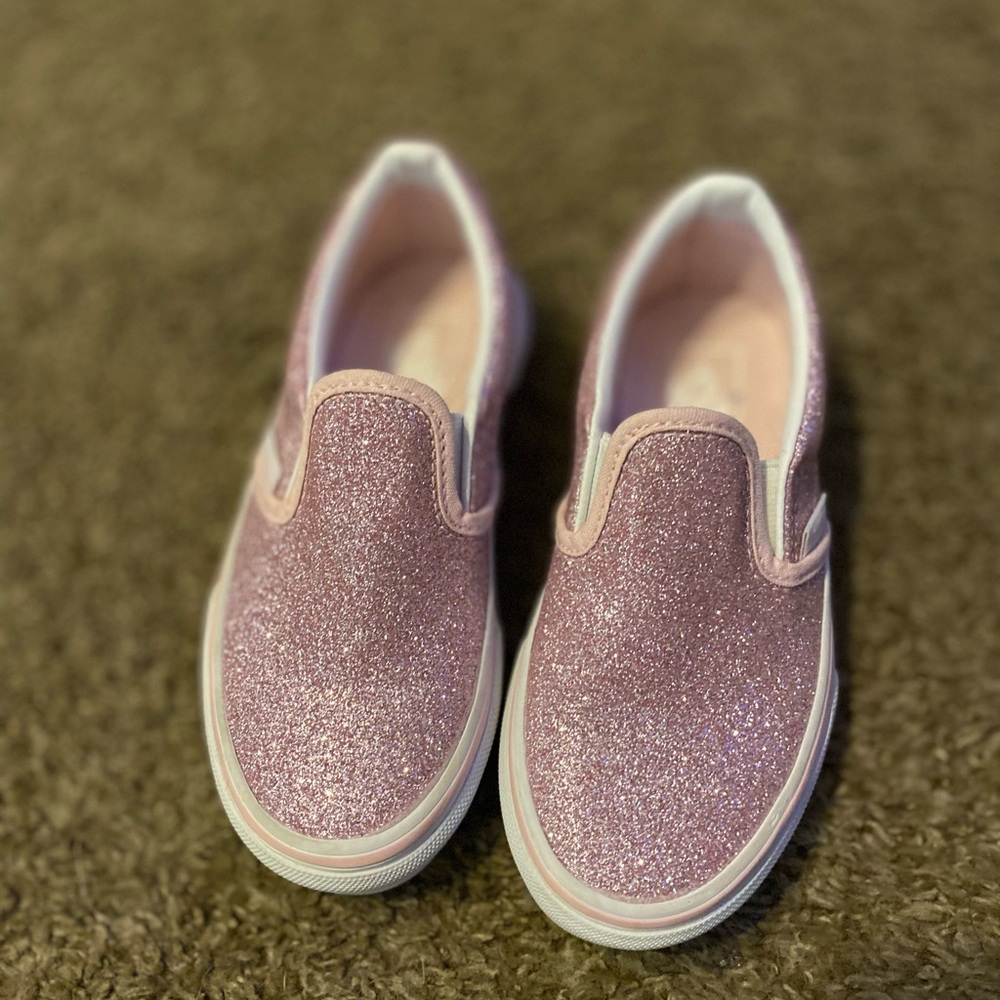 Vans Girls Pink Glitter Slip Ons